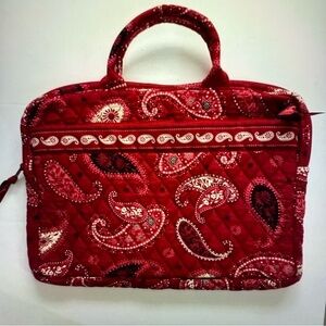 new Vera Bradley Mesa Red Paisley Quilted Laptop Travel Bag Retired